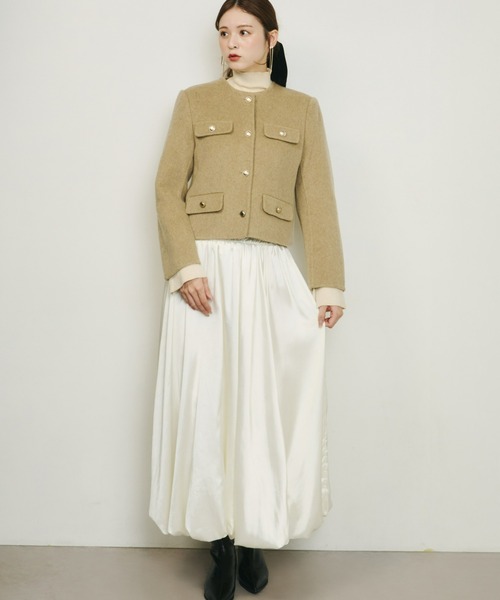 Olu.（オルドット）の「ゴールドボタンノーカラージャケット（ノーカラージャケット・レディース・ブラウン/ベージュ/ピンクベージュ・FREE）」の10枚目の写真