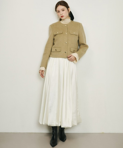 Olu.（オルドット）の「ゴールドボタンノーカラージャケット（ノーカラージャケット・レディース・ブラウン/ベージュ/ピンクベージュ・FREE）」の13枚目の写真