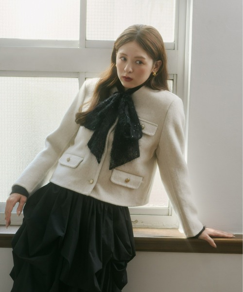 Olu.（オルドット）の「ゴールドボタンノーカラージャケット（ノーカラージャケット・レディース・ブラウン/ベージュ/ピンクベージュ・FREE）」の22枚目の写真