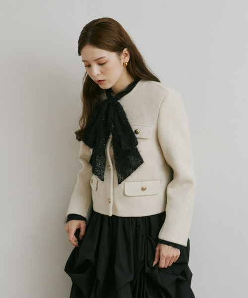 olu.のゴールドボタンノーカラージャケット ゴールドボタンノーカラージャケット（ノーカラージャケット）｜Olu