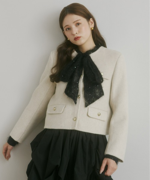 Olu.（オルドット）の「ゴールドボタンノーカラージャケット（ノーカラージャケット・レディース・ブラウン/ベージュ/ピンクベージュ・FREE）」の18枚目の写真