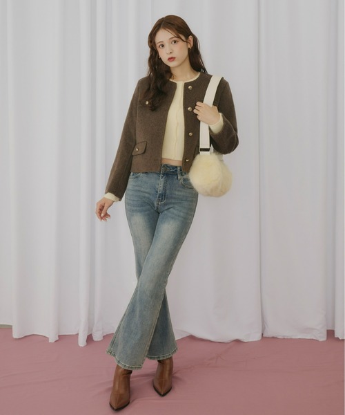 olu.のゴールドボタンノーカラージャケット ゴールドボタンノーカラージャケット（ノーカラージャケット）｜Olu