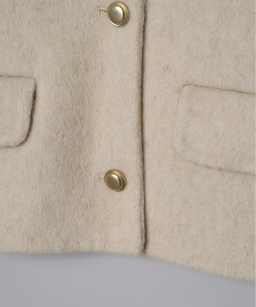 ゴールドボタンノーカラージャケット（ノーカラージャケット）｜Olu