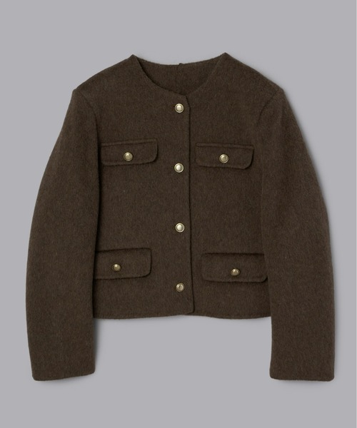 ゴールドボタンノーカラージャケット（ノーカラージャケット）｜Olu