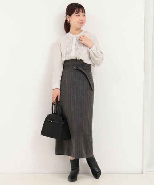 MICO COULIER（ミコクリエ）の「ジョーゼットフリルブラウス（シャツ/ブラウス・レディース・グレイッシュベージュ/ブラウン/ピンク・38）」の10枚目の写真