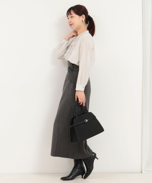 MICO COULIER（ミコクリエ）の「ジョーゼットフリルブラウス（シャツ/ブラウス・レディース・グレイッシュベージュ/ブラウン/ピンク・38）」の7枚目の写真