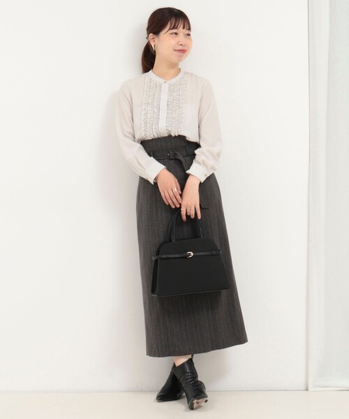 MICO COULIER（ミコクリエ）の「ジョーゼットフリルブラウス（シャツ/ブラウス・レディース・グレイッシュベージュ/ブラウン/ピンク・38）」の8枚目の写真