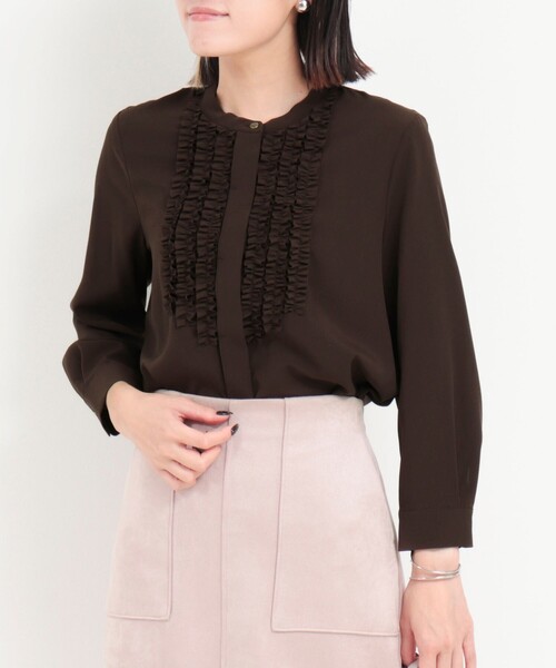 MICO COULIER（ミコクリエ）の「ジョーゼットフリルブラウス（シャツ/ブラウス・レディース・グレイッシュベージュ/ブラウン/ピンク・38）」の21枚目の写真