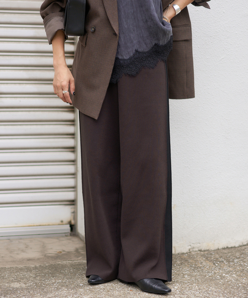 JOURNAL STANDARD(ジャーナルスタンダード)の「《追加3》ウォッシャブルトラックパンツ(その他パンツ・レディース・ブラック/ブラウン・FREE)」の1枚目の写真