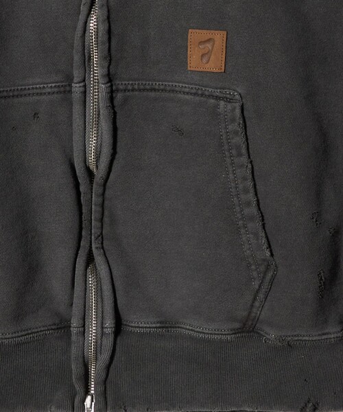 MONKEY TIME（モンキータイム）の「＜JieDa＞VIRGINIA ダメージ ジップ パーカー（パーカー・メンズ・ブラック・1/2）」の10枚目の写真