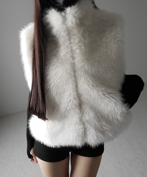エスモーク☆ファーベスト　ESMOK エスモーク☆ファーベスト ESMOK ESMOK ファー ベスト ジレ A line fur