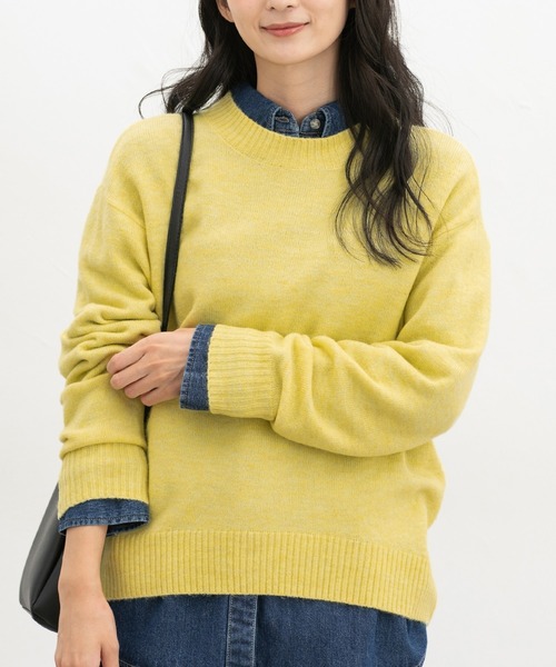 Honeys（ハニーズ）の「【軽ふわっニット】クルーネックニット（ニット/セーター・レディース・オートミール/ネイビー/イエロー系/杢グレー/ピンク系1/ブルー系/ベージュ系・L/LL/M/S）」の6枚目の写真