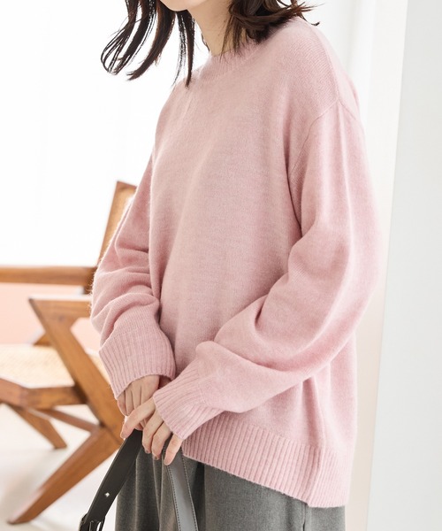 Honeys（ハニーズ）の「【軽ふわっニット】クルーネックニット（ニット/セーター・レディース・オートミール/ネイビー/イエロー系/杢グレー/ピンク系1/ブルー系/ベージュ系・L/LL/M/S）」の7枚目の写真