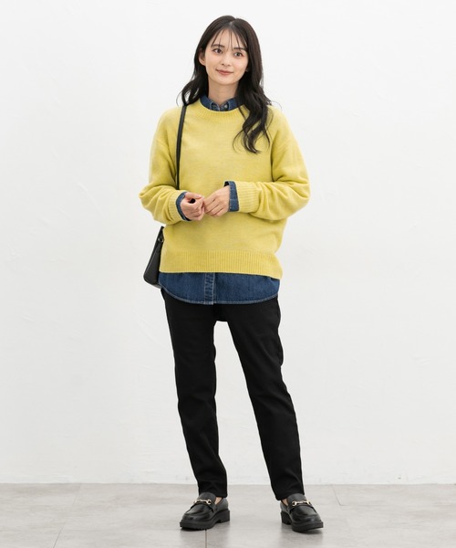 Honeys（ハニーズ）の「【軽ふわっニット】クルーネックニット（ニット/セーター・レディース・オートミール/ネイビー/イエロー系/杢グレー/ピンク系1/ブルー系/ベージュ系・L/LL/M/S）」の19枚目の写真