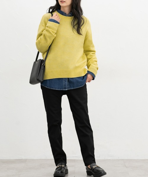 Honeys（ハニーズ）の「【軽ふわっニット】クルーネックニット（ニット/セーター・レディース・オートミール/ネイビー/イエロー系/杢グレー/ピンク系1/ブルー系/ベージュ系・L/LL/M/S）」の20枚目の写真