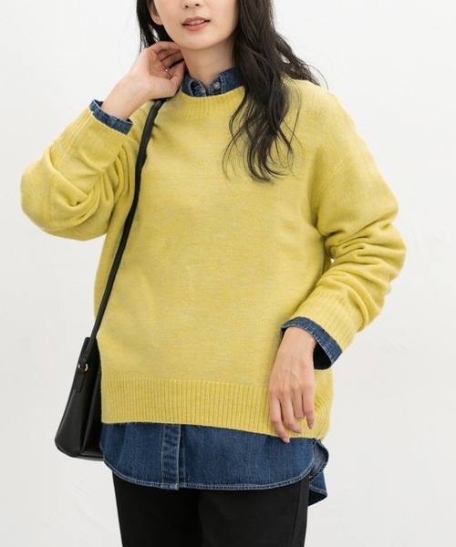 Honeys（ハニーズ）の「【軽ふわっニット】クルーネックニット（ニット/セーター・レディース・オートミール/ネイビー/イエロー系/杢グレー/ピンク系1/ブルー系/ベージュ系・L/LL/M/S）」の21枚目の写真