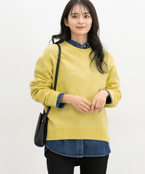 Honeys（ハニーズ）の「【軽ふわっニット】クルーネックニット（ニット/セーター・レディース・オートミール/ネイビー/イエロー系/杢グレー/ピンク系1/ブルー系/ベージュ系・L/LL/M/S）」の22枚目の写真