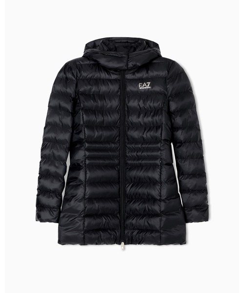 EMPORIO ARMANI EA7(エンポリオアルマーニイーエーセブン)の「<オンライン限定>【エンポリオ アルマーニ EA7】フード付きキルティングジャケット パデッドナイロン(ダウンジャケット/コート・レディース・ベージュ/ブラック・X-SMALL/SMALL/MEDIUM/LARGE)」の6枚目の写真