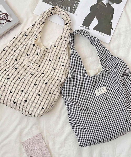 VIBGYOR（ヴィブジョー）の「Mignonjour/モチーフチェック柄トートバッグ M2838（トートバッグ・レディース・その他1/その他2・FREE）」の3枚目の写真
