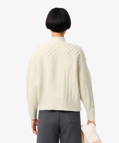 LACOSTE（ラコステ）の「パッチワークエフェクト ウールニットハイネックセーター（ニット/セーター・レディース・オフホワイト・34/36/38/40）」の3枚目の写真
