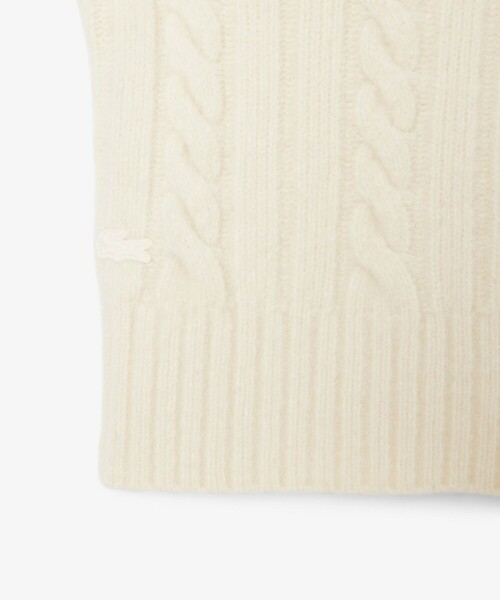 LACOSTE（ラコステ）の「パッチワークエフェクト ウールニットハイネックセーター（ニット/セーター・レディース・オフホワイト・34/36/38/40）」の6枚目の写真