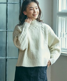 LACOSTE | パッチワークエフェクト ウールニットハイネックセーター(ニット/セーター)