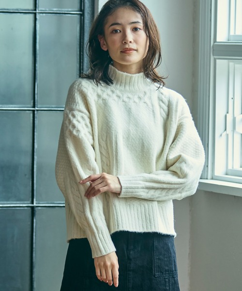 LACOSTE（ラコステ）の「パッチワークエフェクト ウールニットハイネックセーター（ニット/セーター・レディース・オフホワイト・34/36/38/40）」の21枚目の写真