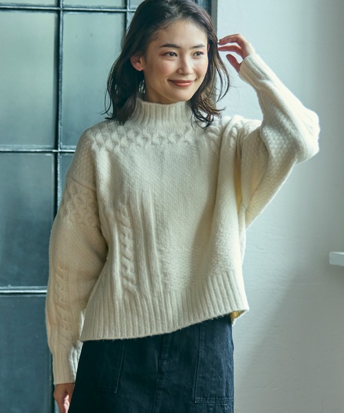 LACOSTE（ラコステ）の「パッチワークエフェクト ウールニットハイネックセーター（ニット/セーター・レディース・オフホワイト・34/36/38/40）」の22枚目の写真