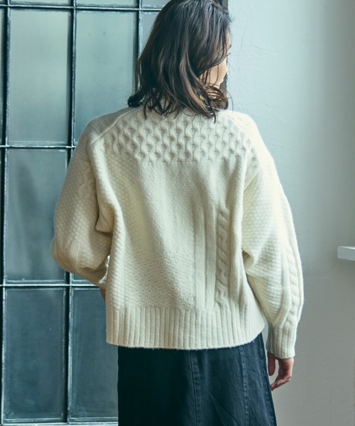 LACOSTE（ラコステ）の「パッチワークエフェクト ウールニットハイネックセーター（ニット/セーター・レディース・オフホワイト・34/36/38/40）」の19枚目の写真