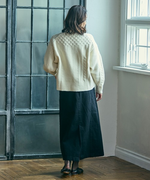 LACOSTE（ラコステ）の「パッチワークエフェクト ウールニットハイネックセーター（ニット/セーター・レディース・オフホワイト・34/36/38/40）」の13枚目の写真