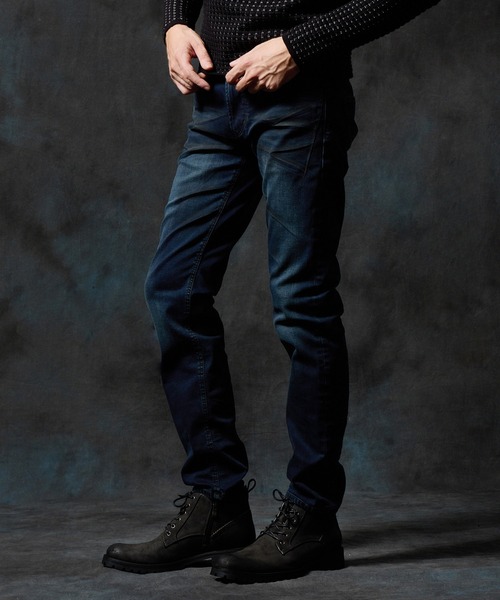 HIDEAWAYS NICOLE（ハイダウェイニコル）の「ハイパーストレッチ裏起毛デニムパンツ（デニムパンツ・メンズ・ブルー/インディゴブルー/ブラック/ブルー系その他・X-LARGE/LARGE/MEDIUM/SMALL）」の2枚目の写真