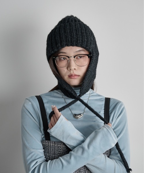 THE YOn(ザヨン)の「畦編みフライトニットキャップ(ニットキャップ/ビーニー・レディース・サックスブルー/ブラック/アイボリー/ピンク/グレー・FREE)」の10枚目の写真