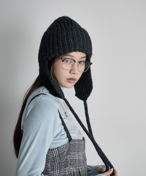 THE YOn(ザヨン)の「畦編みフライトニットキャップ(ニットキャップ/ビーニー・レディース・サックスブルー/ブラック/アイボリー/ピンク/グレー・FREE)」の12枚目の写真
