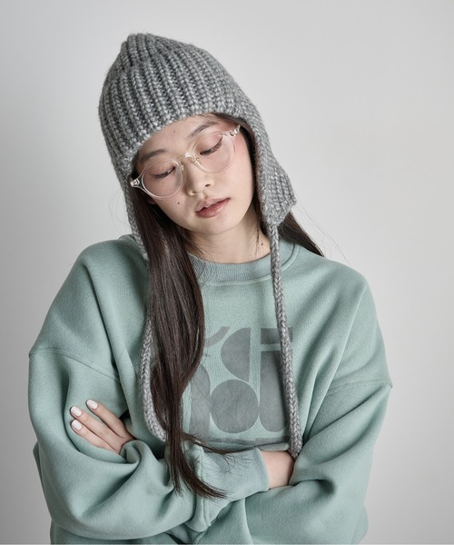 THE YOn(ザヨン)の「畦編みフライトニットキャップ(ニットキャップ/ビーニー・レディース・サックスブルー/ブラック/アイボリー/ピンク/グレー・FREE)」の17枚目の写真