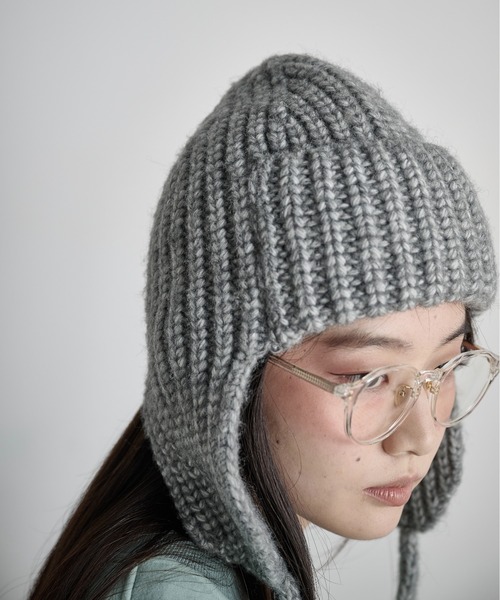 THE YOn(ザヨン)の「畦編みフライトニットキャップ(ニットキャップ/ビーニー・レディース・サックスブルー/ブラック/アイボリー/ピンク/グレー・FREE)」の18枚目の写真