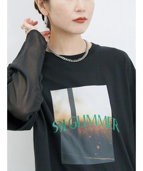 Samansa Mos2 blue(サマンサモスモスブルー)の「袖シフォンレイヤードプルオーバー(Tシャツ/カットソー・レディース・オフホワイト/チャコールグレー/ブラック・F)」の17枚目の写真