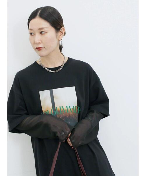Samansa Mos2 blue(サマンサモスモスブルー)の「袖シフォンレイヤードプルオーバー(Tシャツ/カットソー・レディース・オフホワイト/チャコールグレー/ブラック・F)」の18枚目の写真
