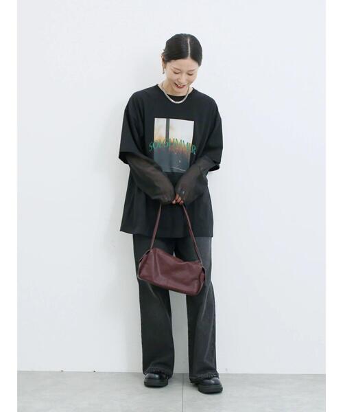 Samansa Mos2 blue(サマンサモスモスブルー)の「袖シフォンレイヤードプルオーバー(Tシャツ/カットソー・レディース・オフホワイト/チャコールグレー/ブラック・F)」の22枚目の写真