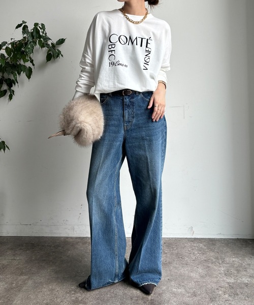DouDou(ドゥドゥ)の「【WEB限定】ポンチョロゴロンTEE(Tシャツ/カットソー・レディース・オフホワイト/チャコールグレー/ネイビー・FREE)」の5枚目の写真