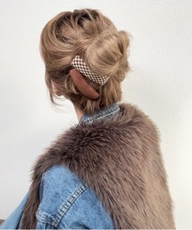 lus.（ラスドット）の「lus. 2点セット チェック／スエードぱっちんピン（ヘアピン）」