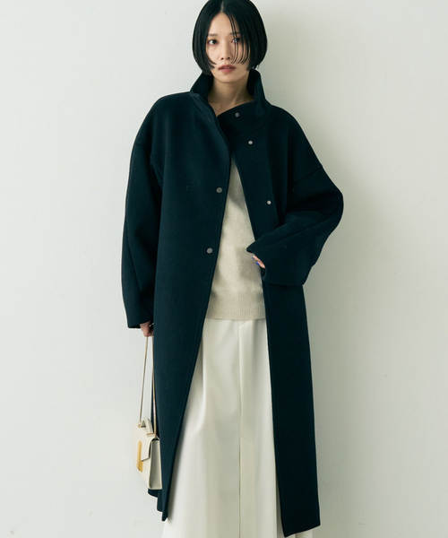 Rouge vif（ルージュヴィフ）の「【2サイズ展開】ショートビーバーウールスタンドカラーロングコート（その他アウター・レディース・モカ/オフホワイト/ブラック・36/38）」の3枚目の写真