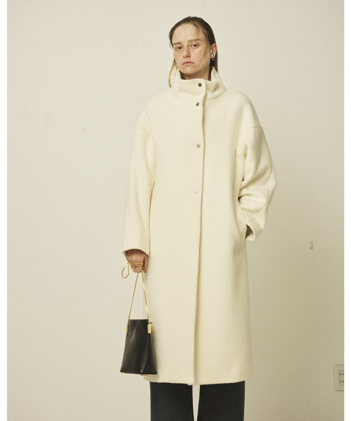 Rouge vif（ルージュヴィフ）の「【2サイズ展開】ショートビーバーウールスタンドカラーロングコート（その他アウター・レディース・モカ/オフホワイト/ブラック・36/38）」の4枚目の写真