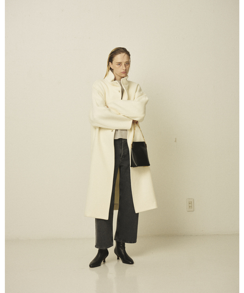 Rouge vif（ルージュヴィフ）の「【2サイズ展開】ショートビーバーウールスタンドカラーロングコート（その他アウター・レディース・モカ/オフホワイト/ブラック・36/38）」の9枚目の写真