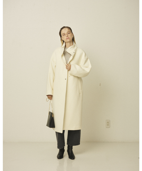 Rouge vif（ルージュヴィフ）の「【2サイズ展開】ショートビーバーウールスタンドカラーロングコート（その他アウター・レディース・モカ/オフホワイト/ブラック・36/38）」の10枚目の写真