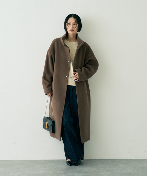 Rouge vif（ルージュヴィフ）の「【2サイズ展開】ショートビーバーウールスタンドカラーロングコート（その他アウター・レディース・モカ/オフホワイト/ブラック・36/38）」の13枚目の写真