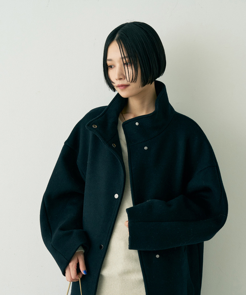 Rouge vif（ルージュヴィフ）の「【2サイズ展開】ショートビーバーウールスタンドカラーロングコート（その他アウター・レディース・モカ/オフホワイト/ブラック・36/38）」の21枚目の写真