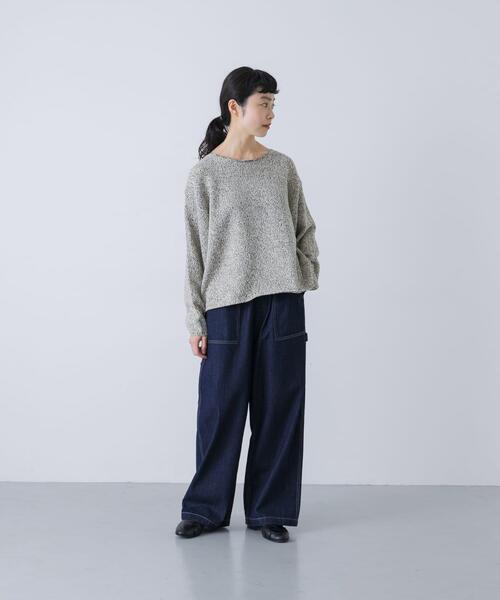 かぐれ(カグレ)の「テープヤーンボートネックニット(ニット/セーター・レディース・ライトベージュ/ブラック・FREE)」の7枚目の写真