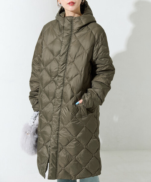 セール】限定展開 TAION/タイオン CITY PACKABLE HOOD LONG DOWN JKT