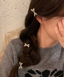 mul.（ムル）の「【446620】リボンヘアミニヘアピン2点セット(RZ)（ヘアピン）」