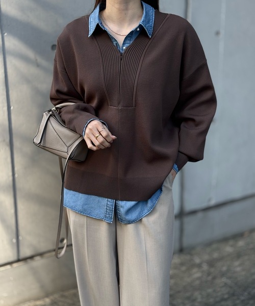 【美品】 エマテイラー Emma Tayor カシミヤ100％ Vネックニット 春ニット】フロント2wayニットVネックプルオーバー Emma Taylor